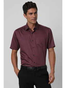Van Heusen - Men Maroon Regular Fit Solid Half Sleeves Wedding Shirt