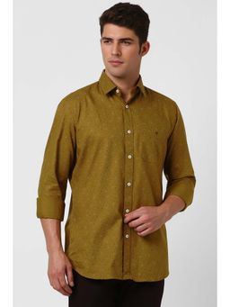 Van Heusen - Men Olive Slim Fit Print Full Sleeves Casual Shirt