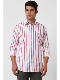 Van Heusen - Men White Slim Fit Stripe Full Sleeves Casual Shirt