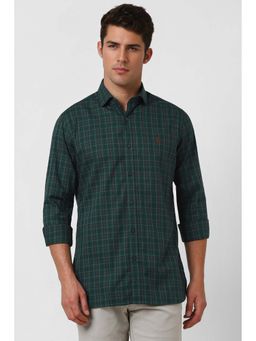 Van Heusen - Men Green Slim Fit Check Full Sleeves Casual Shirt