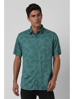 Van Heusen - Men Green Slim Fit Print Half Sleeves Casual Shirt