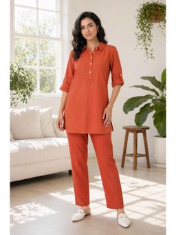 Aurelia - Women’s Rust Jacquard Straight Co-Ord Set