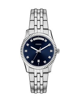 Fossil - Blue Scarlette Silver Toned Women Quartz Watch (ES5457) (M)