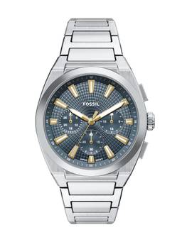 Fossil - Blue Everett Silver Toned Men Quartz Watch (FS6154) (M)