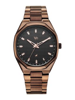 Fastrack - Vyb Nimbus Quartz Black Dial Brown Zinc Alloy Strap (FV30043QM01W) (M)