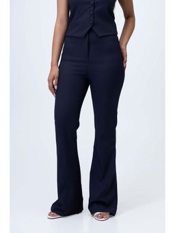 COLOR CAPITAL - Women Navy Blue Solid Trouser