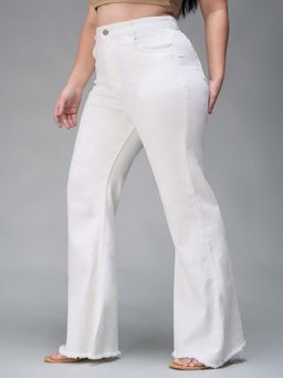 Miss Chase - A+ Curve Collection Plus Size Women's White Bootcut High Rise Denim Jeans