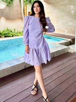 HOUSE OF JAMOTI - Lilac Lace Garden Mini Dress