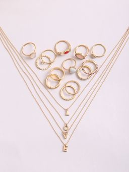 Lilly & Sparkle - Gold-Plated Stone Studded Jewellery (Set of 14)