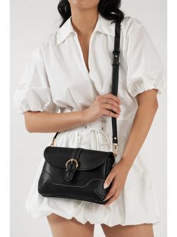 THE GUSTO - Women Aura Sling Bag With Detachable Strap - Black