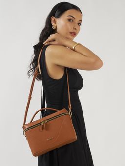 THE GUSTO - Women Bento Sling Bag With Detachable Strap - Tan