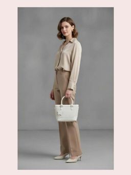 CrossKulture - Women Structured Handheld Handbag With Detachable Strap - White