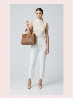 CrossKulture - Women Structured Handheld Handbag With Detachable Strap - Brown