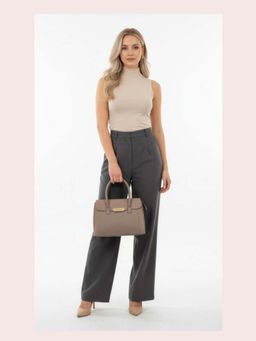 CrossKulture - Women Structured Handheld Handbag With Detachable Strap - Beige