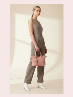 CrossKulture - Women Structured Handheld Handbag With Detachable Strap - Pink