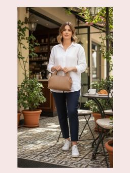 CrossKulture - Women Structured Handheld Handbag With Detachable Strap - Brown