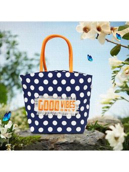 Earth Bags - Good Vibes Only Jute Tote Bag With Zipper (Navy Blue)