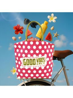 Earth Bags - Good Vibes Only Jute Tote Bag With Zipper (Pink)