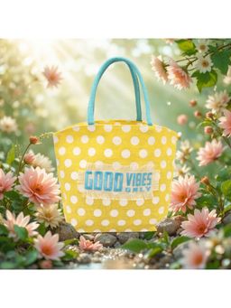 Earth Bags - Good Vibes Only Jute Tote Bag With Zipper (Yellow)