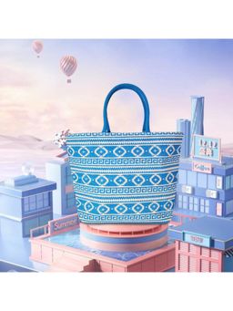 Earth Bags - Jute Tote Bag With Zipper (Sky Blue)