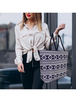 Earth Bags - Jute Tote Bag With Zipper (Navy Blue)