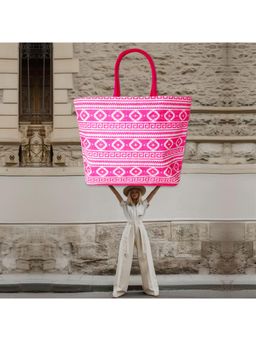 Earth Bags - Jute Tote Bag With Zipper (Pink)