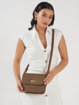 THE GUSTO - Women Node Sling Bag With Detachable Strap - Chikoo