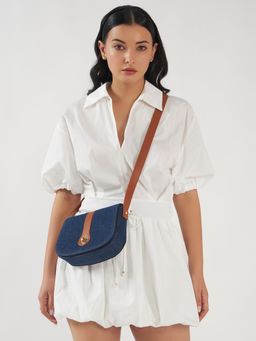 THE GUSTO - Women Orbit Sling Bag - Dark Denim And Tan
