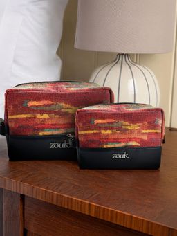 Zouk - Womens Red Abstract Print Raha Travel Pouches