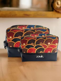 Zouk - Womens Red Motif Print Raha Travel Pouches