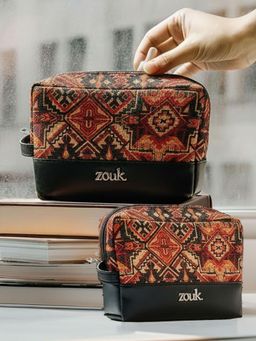 Zouk - Womens Red Motif Print Raha Travel Pouches