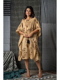 NAVYAS FASHION - Beige Floral Bagru Kaftan