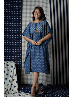 NAVYAS FASHION - Indigo Hand Printed Kaftan