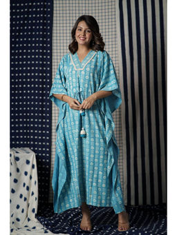 NAVYAS FASHION - Blue Printed Ecovera Kaftan