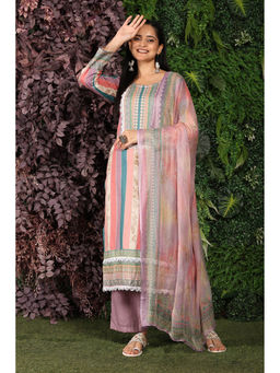 Mamicha - Mauve Elegance Unstitched Dress Material (Set of 3)