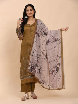 Mamicha - Mustard Elegance Unstitched Dress Material (Set of 3)