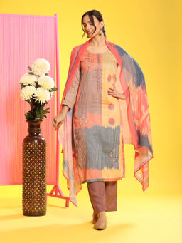 Mamicha - Mauve Elegance Unstitched Dress Material (Set of 3)