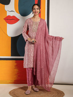 Mamicha - Mauve Elegance Unstitched Dress Material (Set of 3)