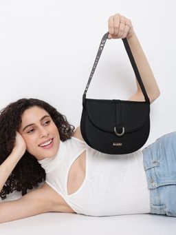KLEIO - Structured Side Sling Shoulder Hand bag for Women and Girls(HO8058KL-BL)(BLACK)