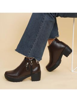 XE Looks - Vegan Leather Stylish and Trendy Women Brown Casual Boots