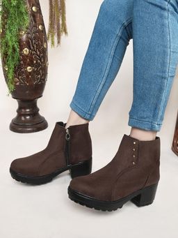 XE Looks - Vegan Leather Stylish and Trendy Women Brown Suede Casual Boots