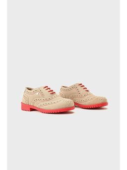 One Friday - Boys Beige Ecru Leather Brogues