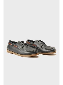 One Friday - Boys Blue Leather Partywear Boat Shoes Style