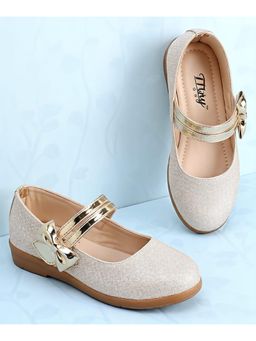 Tiny Bugs - Girls Party Wear Embellished Ballerinas - Gold