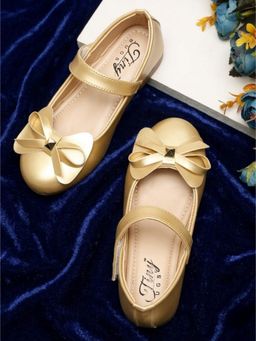 Tiny Bugs - Girls Party Wear Embellished Ballerinas - Gold