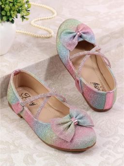 Tiny Bugs - Girls Party Wear Embellished Ballerinas - Multi-Color