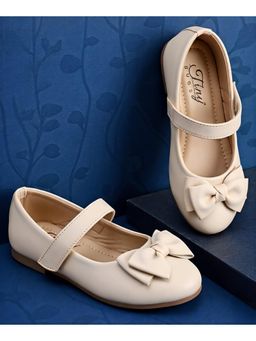 Tiny Bugs - Girls Party Wear Embellished Ballerinas - Beige
