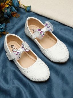 Tiny Bugs - Girls Party Wear Embellished Ballerinas - White