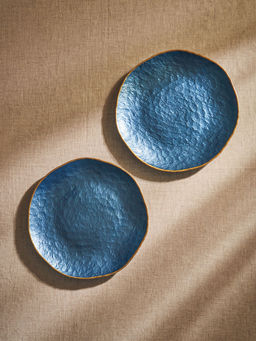 Pure Home + Living - Set of 2 Blue Dune Glass Dinner Plates