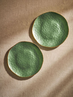 Pure Home + Living - Set of 2 Green Dune Glass Dinner Plates